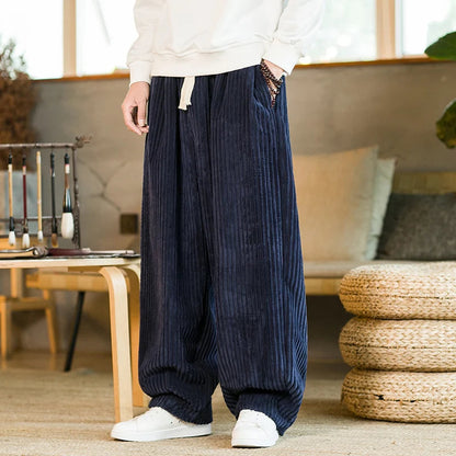 Corduroy weekend pants with relaxed wide leg silhouette for men | Hudson