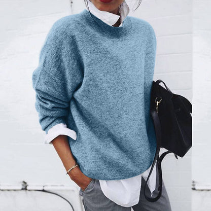 Classic round-neck luxury cashmere sweater for women | Elena -6