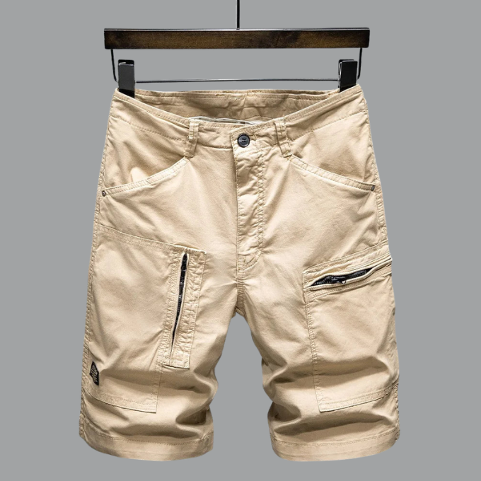 Tailored organic cotton stretch cargo shorts for men | Hampton -7