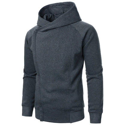 Asymmetric zip hoodie with sculpted crossover hood design for men | Crossover