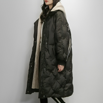 Warm Hooded Quilted Long Winter Coat for women | Aria