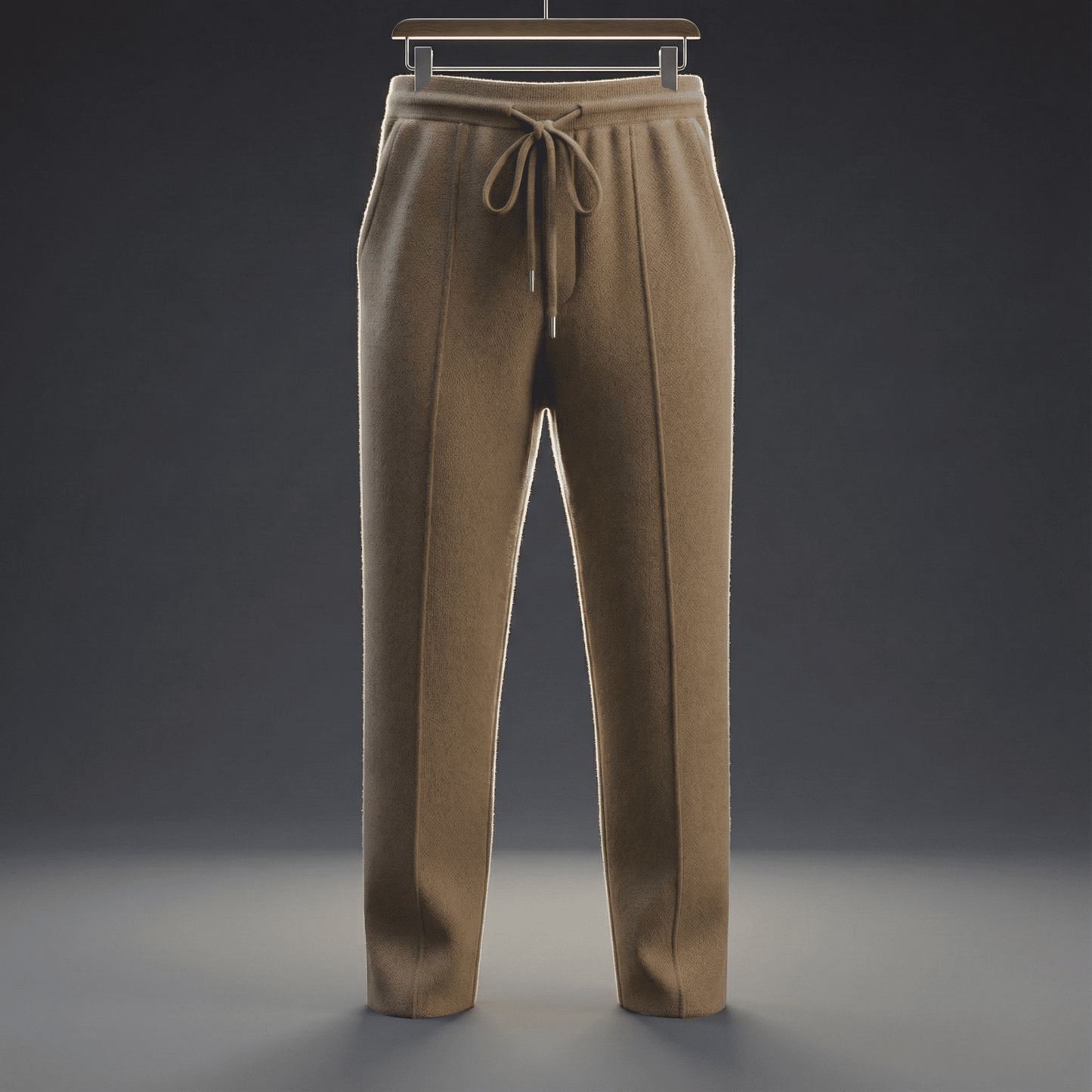 Relaxed fit knit drawstring pants with front seam detail for men | Solenne