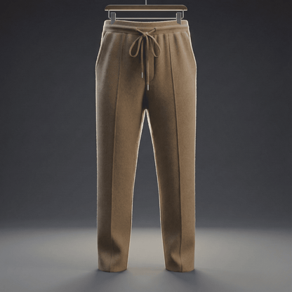 Relaxed fit knit drawstring pants with front seam detail for men | Solenne