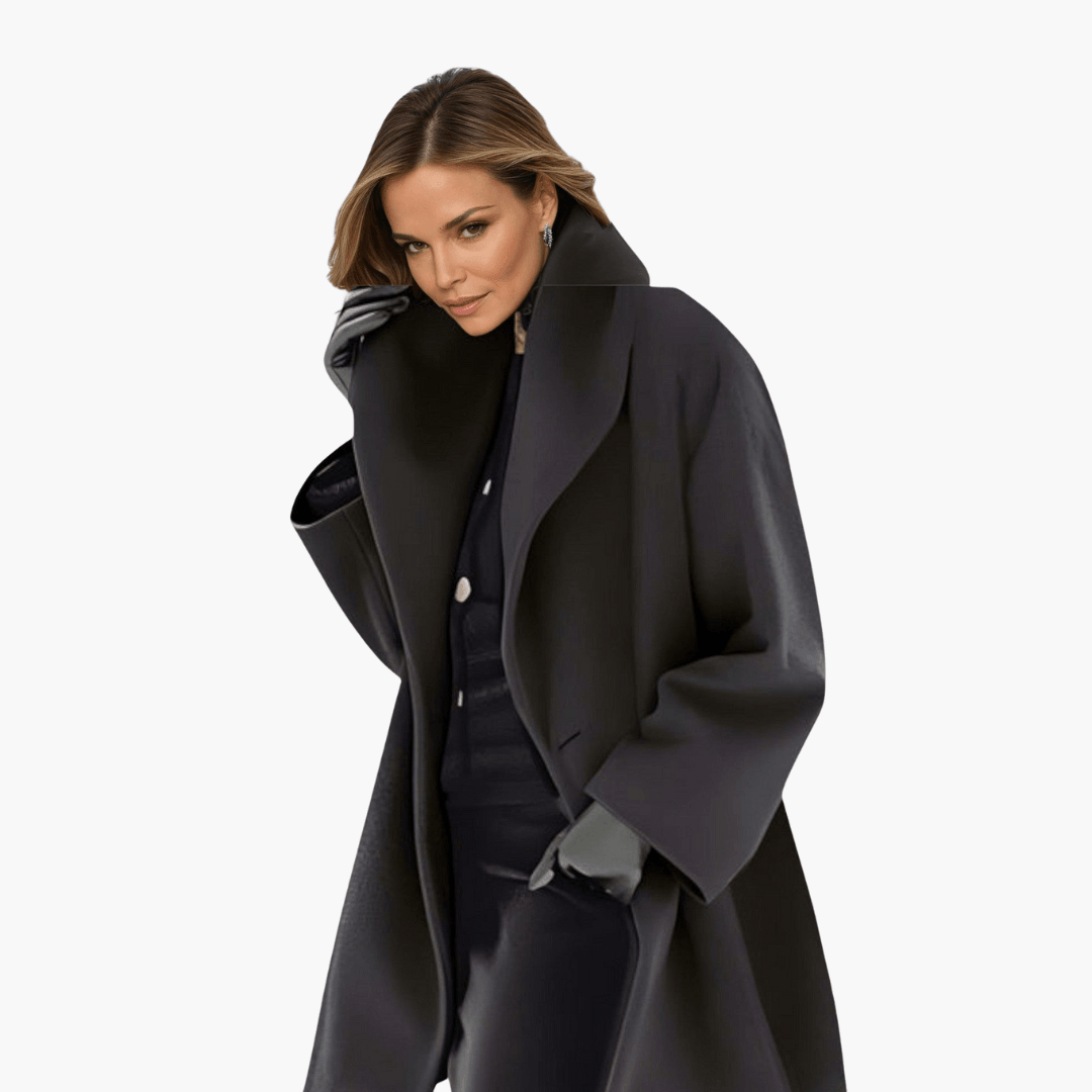 Bold wide-collar statement jacket for women -4