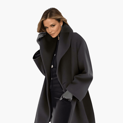 Bold wide-collar statement jacket for women -4