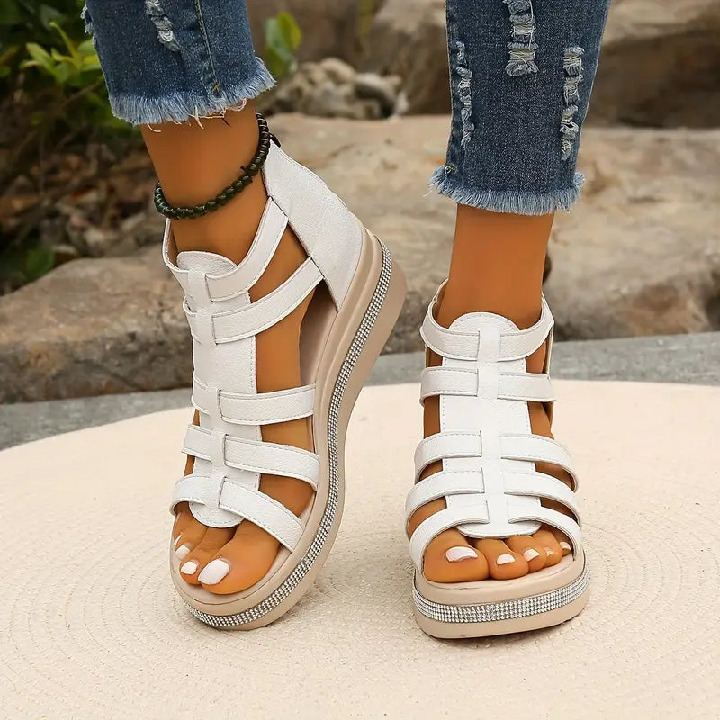 Supportive gladiator sandals with adjustable straps and platform sole for women | Capri