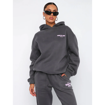 Relaxed fit tracksuit set with pullover hoodie and joggers for women | Aria