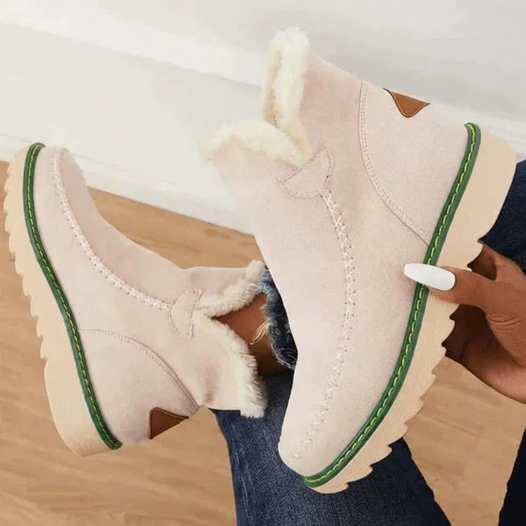 Platform fleece-lined ankle boots for women -2