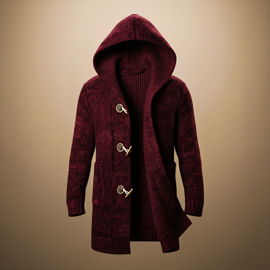 Cosy hooded ribbed knit cardigan for men | Adrian -2