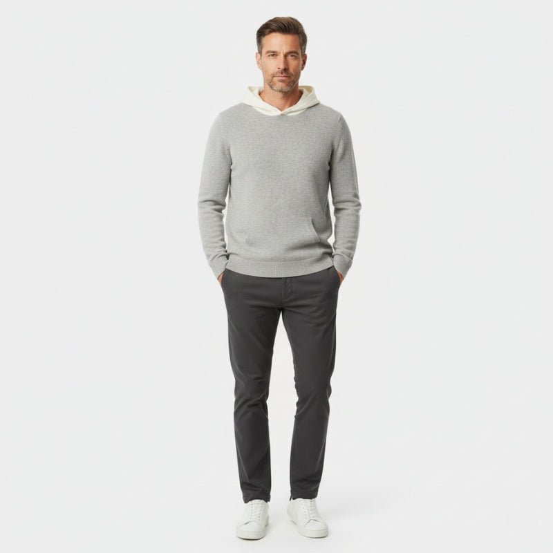 Lightweight refined knit hoodie with minimalist design for men | Caelum