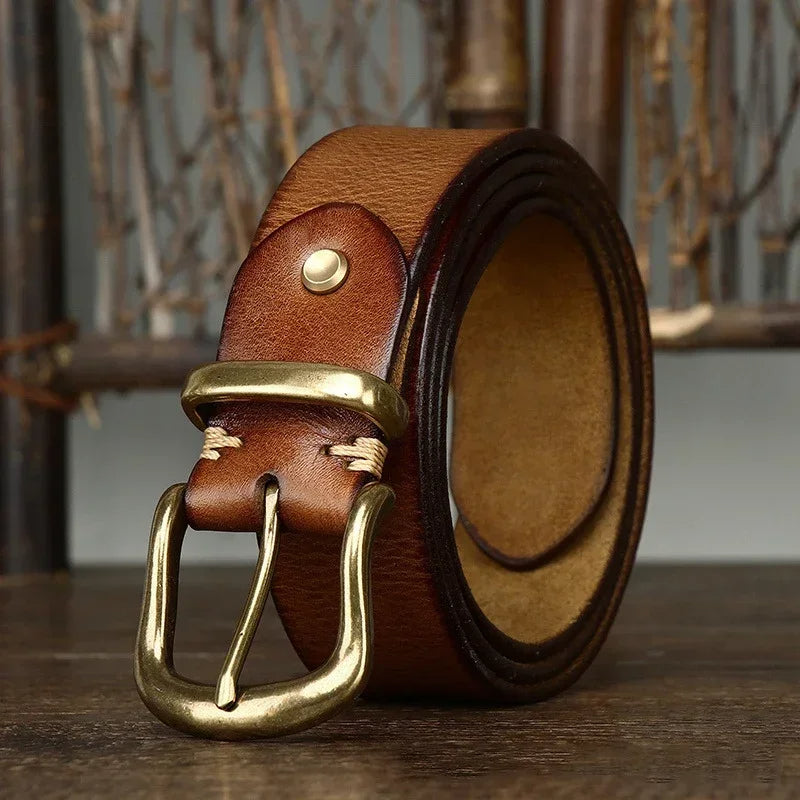 Classic adjustable waist belt with brass buckle for men | Arden