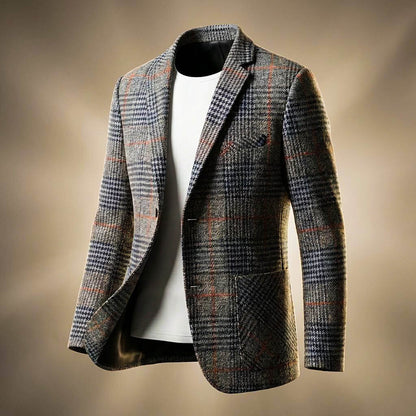 Smart houndstooth tailored wool blazer for men | Charles -2