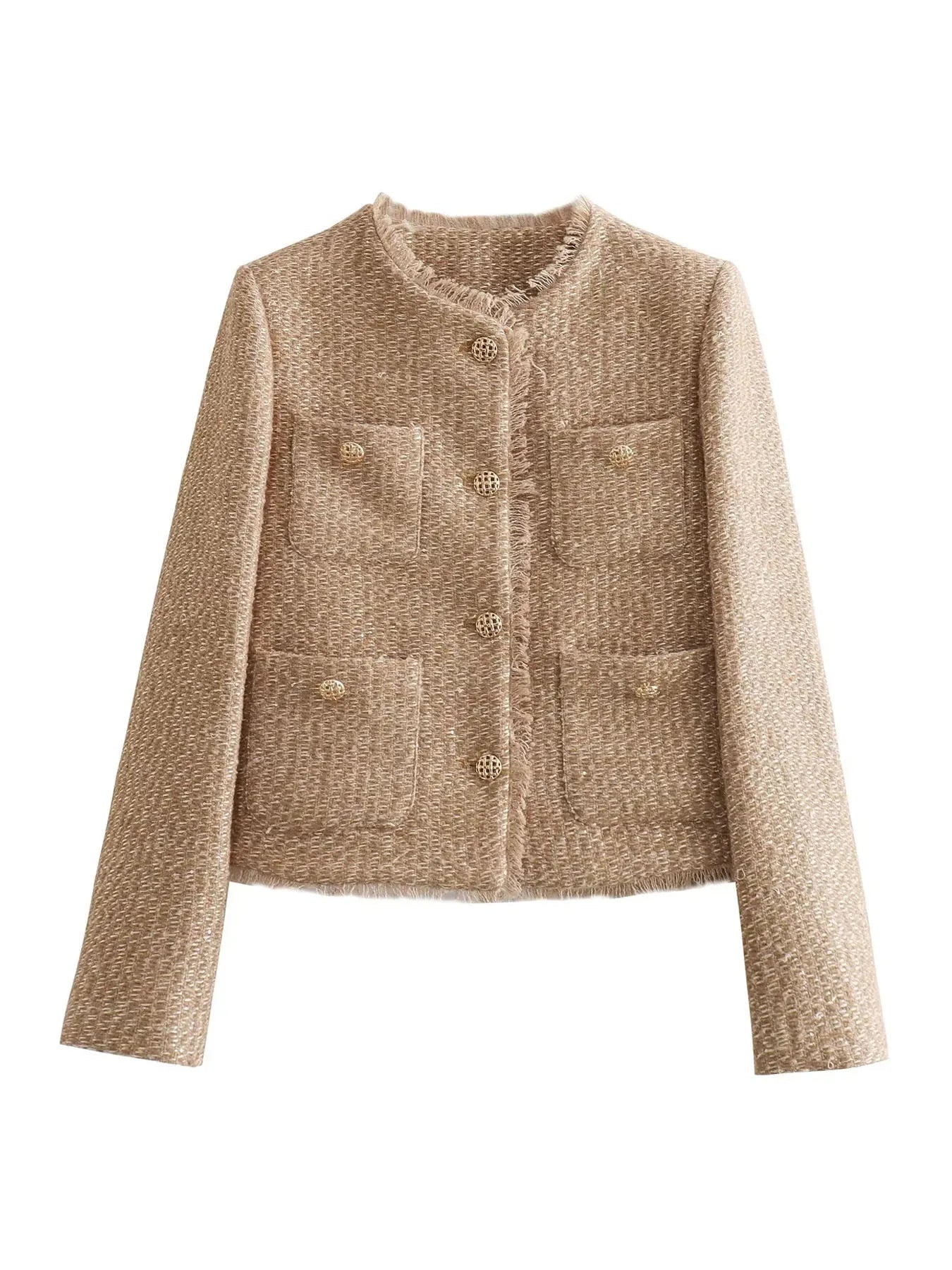 Short Textured Button Blazer Jacket for women | Camille