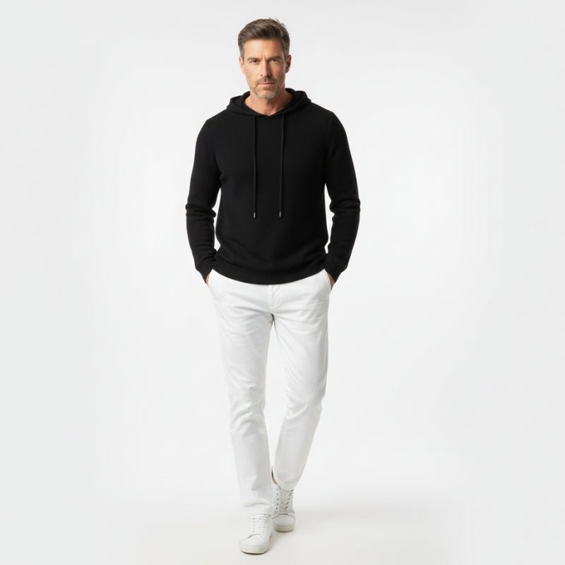 Lightweight structured knit hoodie with adjustable hood for men | Avenor