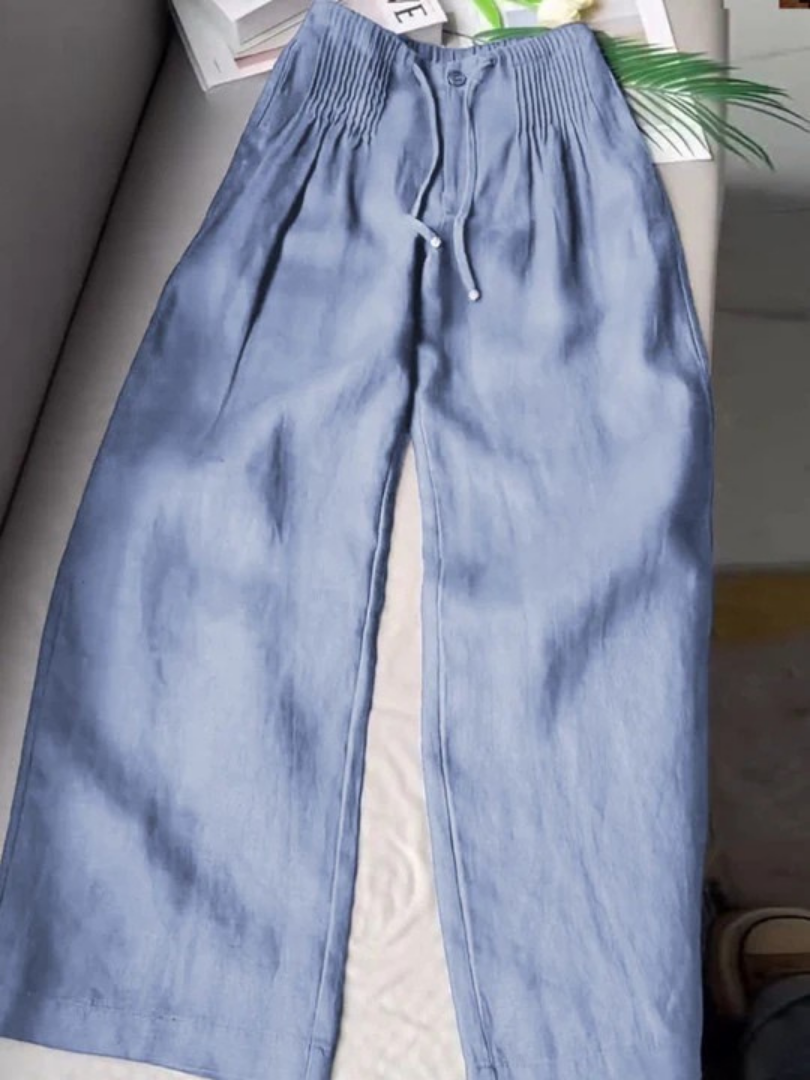 Wide leg breathable blend pants with relaxed drape for women | Camille