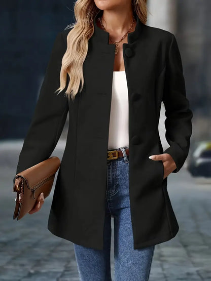 Classic Long Button-Up Autumn Coat Outerwear for women | Elara