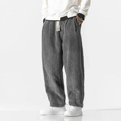 Corduroy weekend pants with relaxed wide leg silhouette for men | Hudson