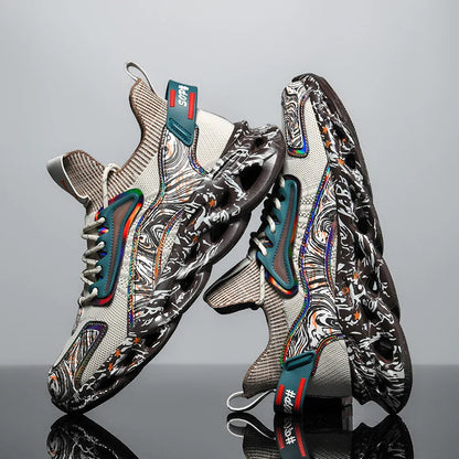 Bold iridescent high-top street style sneakers for men | Rebel Pulse -6