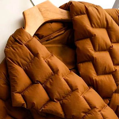 Elegant belted quilted down coat for women | Isabella -5