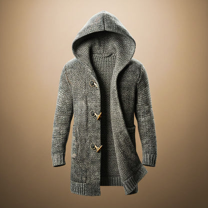 Cosy hooded ribbed knit cardigan for men | Adrian -3