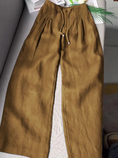 Wide leg breathable blend pants with relaxed drape for women | Camille