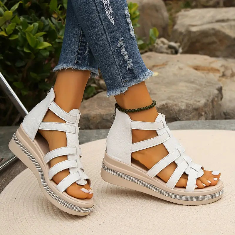 Supportive gladiator sandals with adjustable straps and platform sole for women | Capri