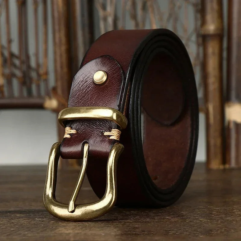 Classic adjustable waist belt with brass buckle for men | Arden