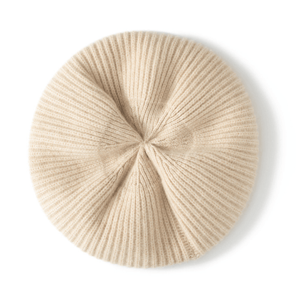 Classic ribbed knit beret with lightweight warmth for women | Elowen