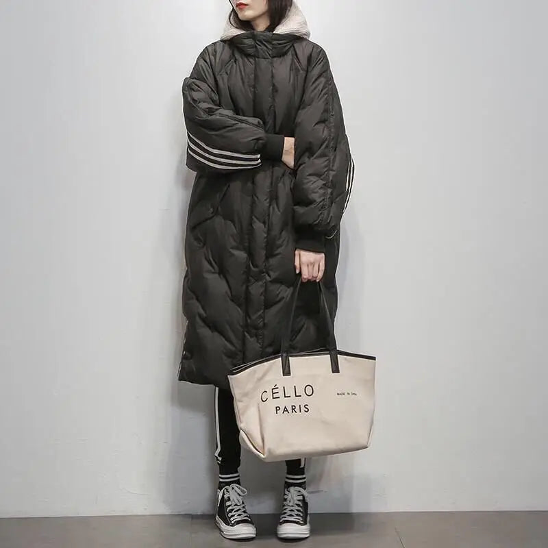 Warm Hooded Quilted Long Winter Coat for women | Aria