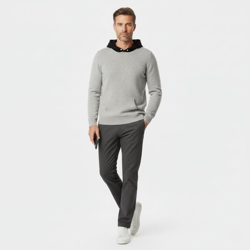 Lightweight refined knit hoodie with minimalist design for men | Caelum