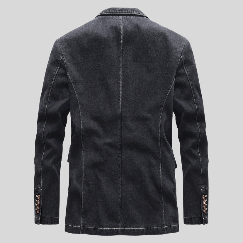 Structured cotton blend blazer with contrast stitching for men | Calder