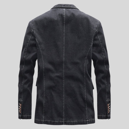 Structured cotton blend blazer with contrast stitching for men | Calder
