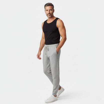 Relaxed tapered knit joggers with adjustable drawstring for men | Mirel