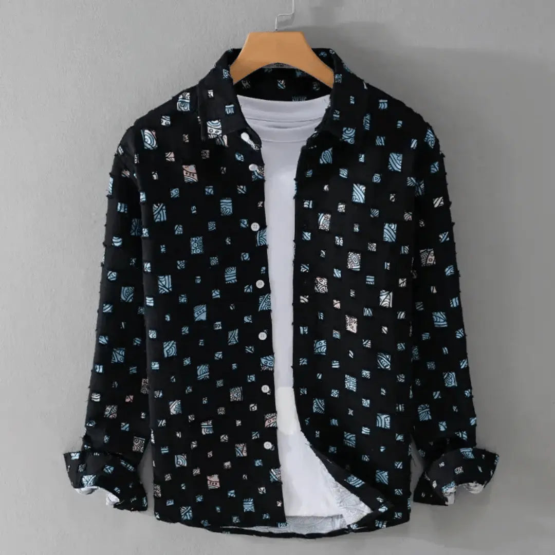 Casual frayed-hem denim shirt for men | Alessandro -3