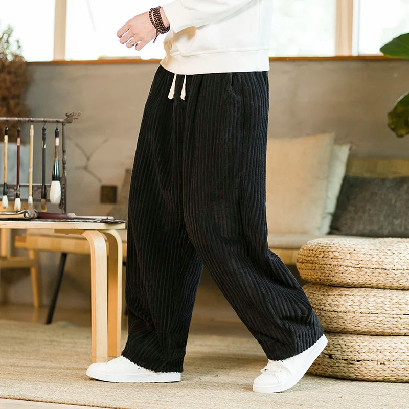 Corduroy weekend pants with relaxed wide leg silhouette for men | Hudson