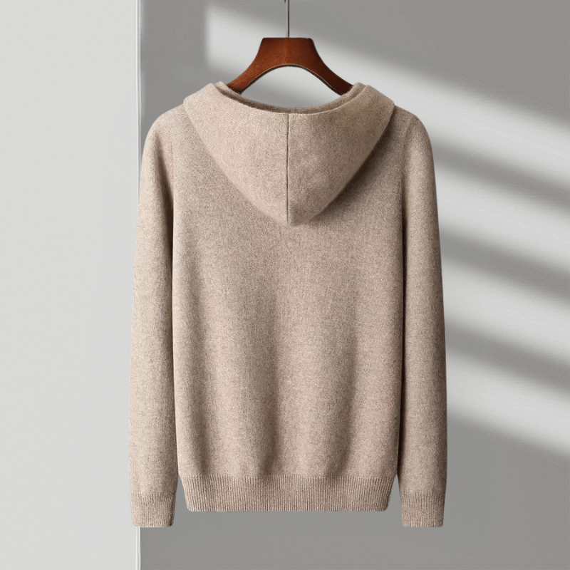 Lightweight refined knit hoodie with minimalist design for men | Caelum