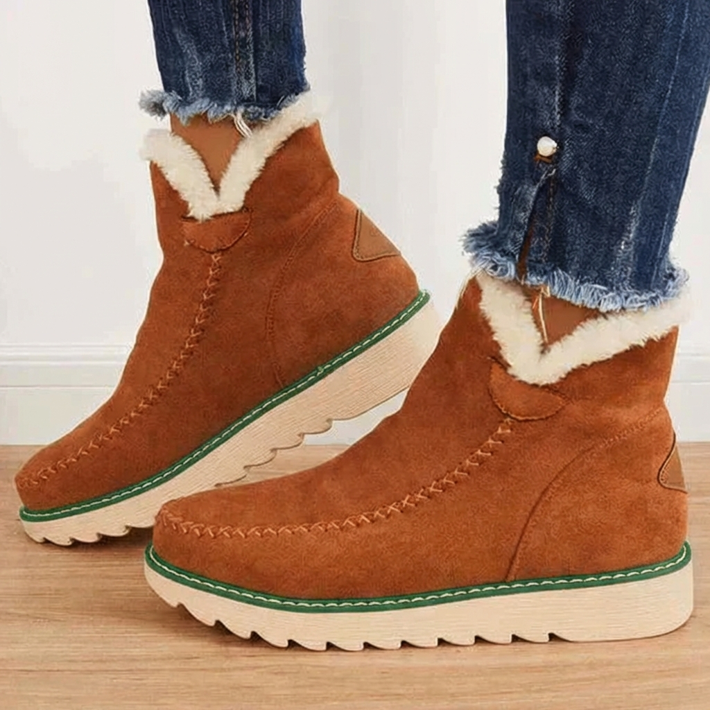 Platform fleece-lined ankle boots for women -3