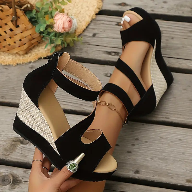 Supportive wedge sandals with elastic strap design for women | Valencia