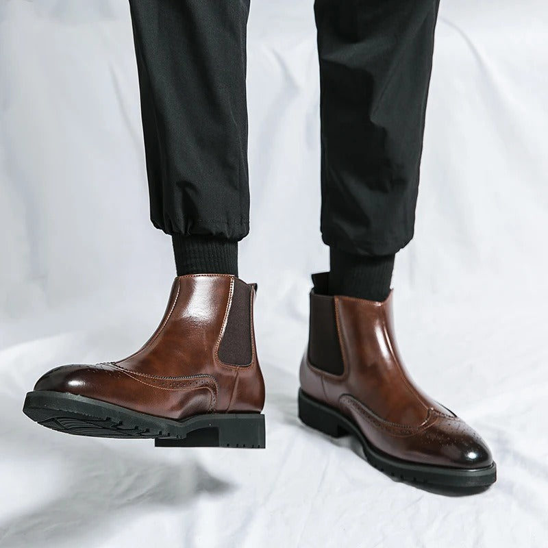 Classic leather brogue chelsea boots for men | Alden -14
