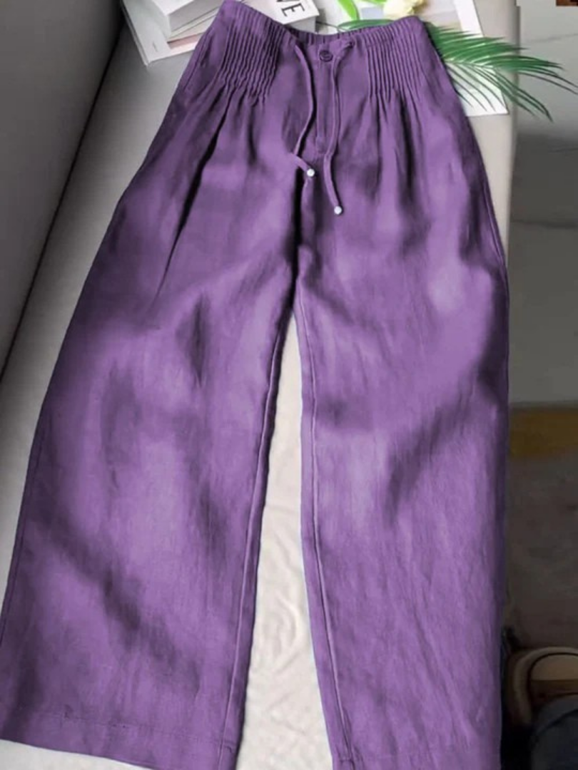 Wide leg breathable blend pants with relaxed drape for women | Camille