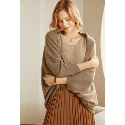 Lightweight draped knit shawl with cozy cowl neck for women | Mirelle