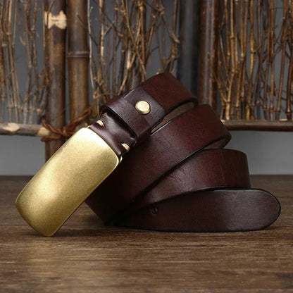 Vintage brass buckle waist belt with classic finish for men | Orion