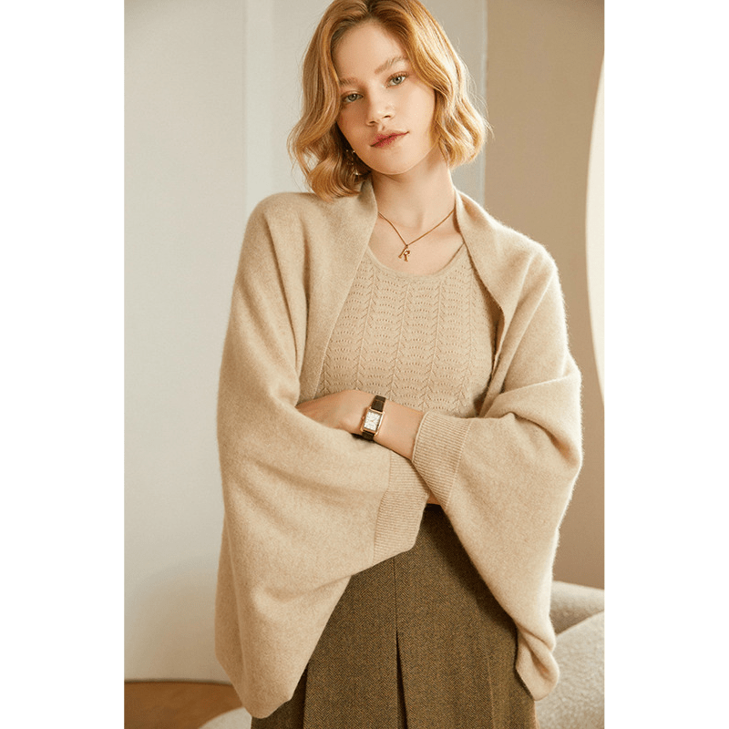 Lightweight draped knit shawl with cozy cowl neck for women | Mirelle