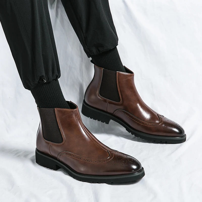 Classic leather brogue chelsea boots for men | Alden -12