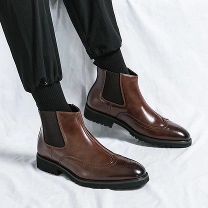 Classic leather brogue chelsea boots for men | Alden -12