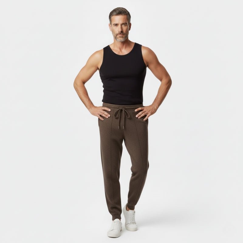 Relaxed tapered knit joggers with adjustable drawstring for men | Mirel