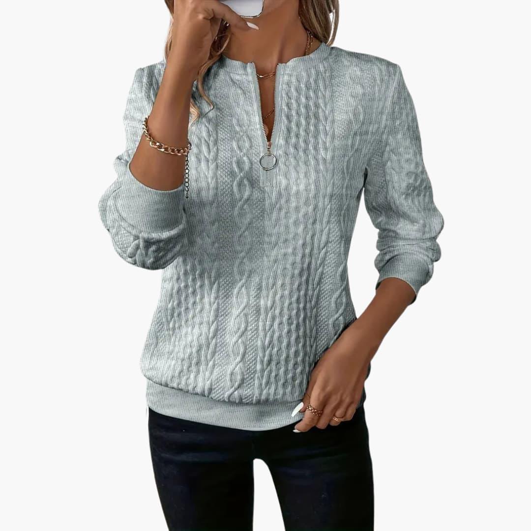 Cosy cable-knit half-zip pullover for women -4