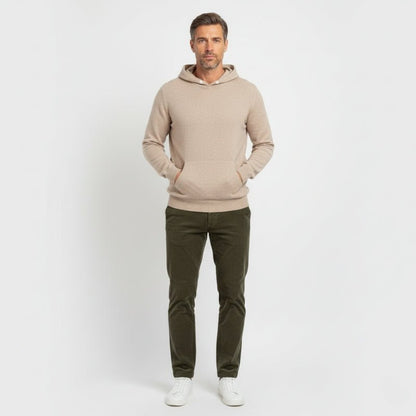 Lightweight refined knit hoodie with minimalist design for men | Caelum