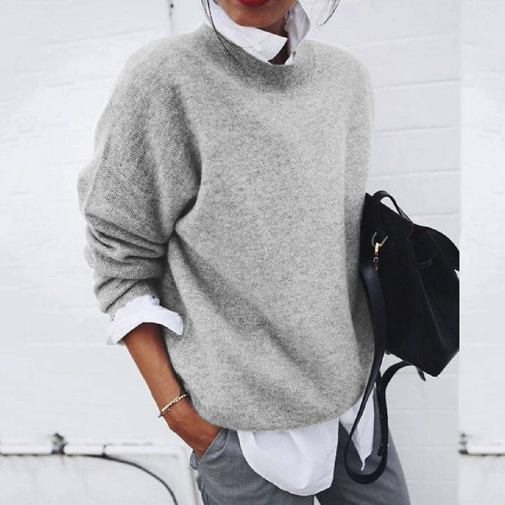 Classic round-neck luxury cashmere sweater for women | Elena -2