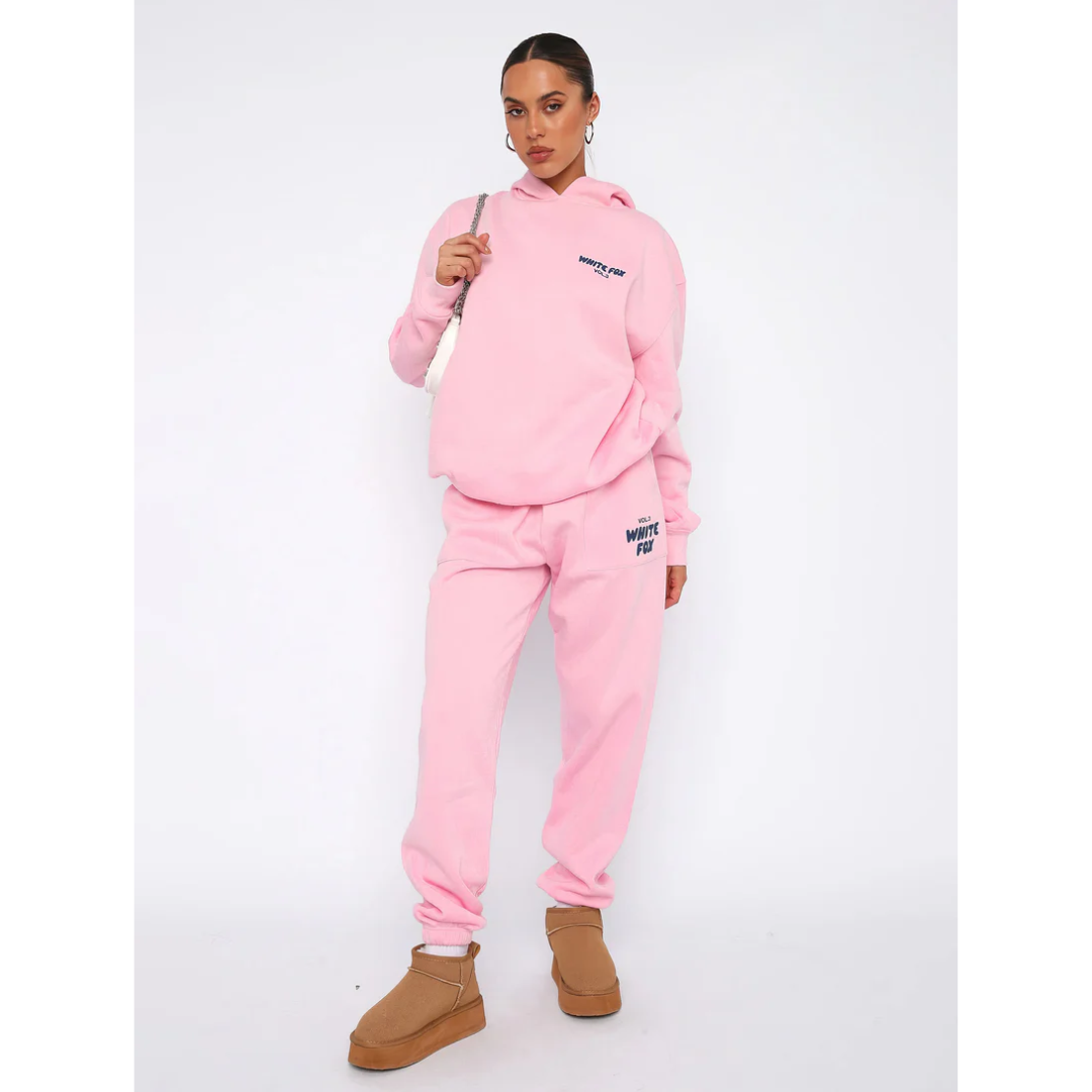 Relaxed fit tracksuit set with pullover hoodie and joggers for women | Aria